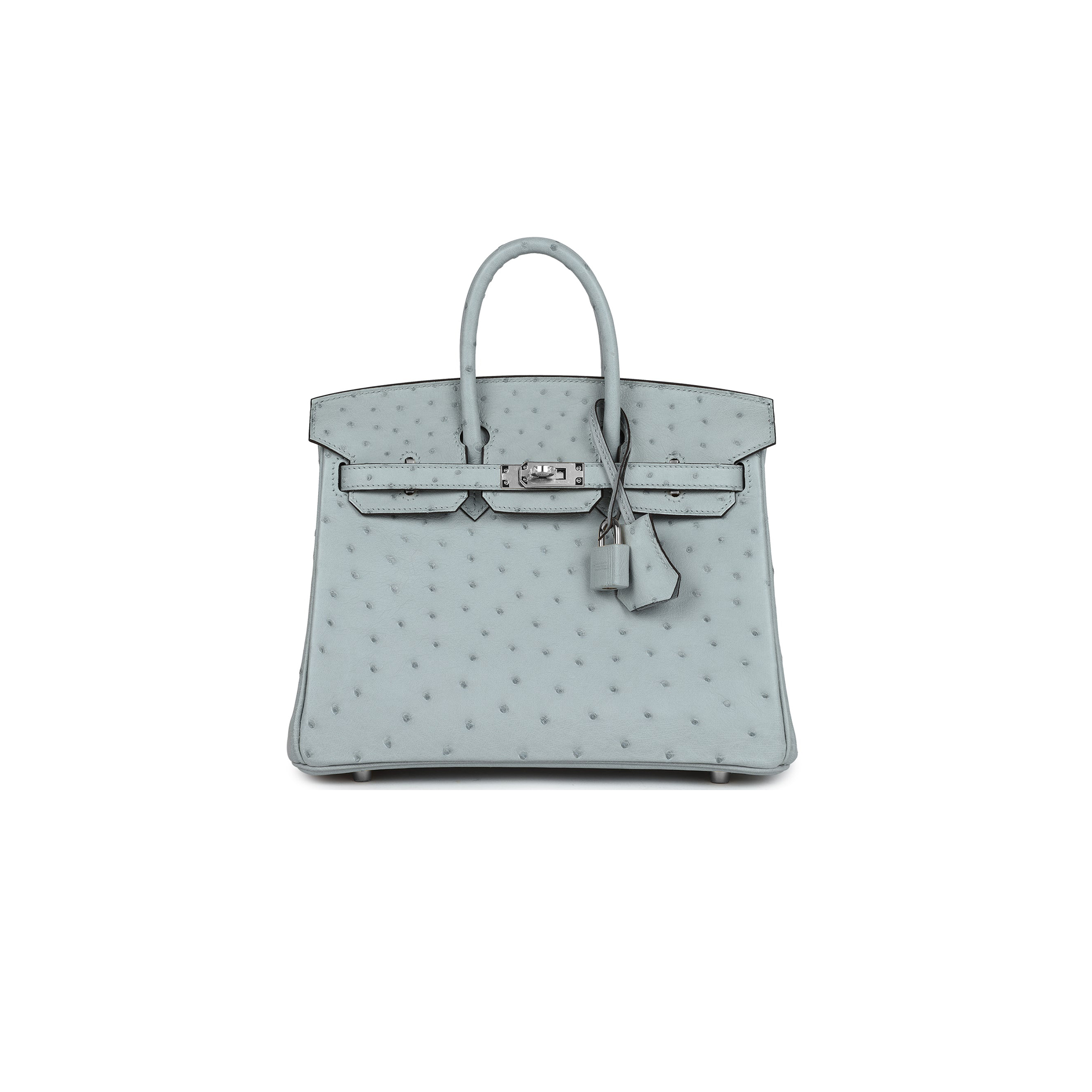 HERMÈS MASTER BIRKIN 30 OSTRICH LEATHER GLACIER BLUE SILVER BUCKLE H041933CK71 (30*22*16cm)